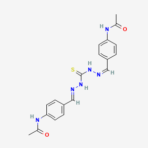 molecular formula C19H20N6O2S B13762074 N-{4-[(E)-(2-{(2Z)-2-[(4-Acetamidophenyl)methylidene]hydrazinecarbothioyl}hydrazinylidene)methyl]phenyl}acetamide CAS No. 7142-77-0