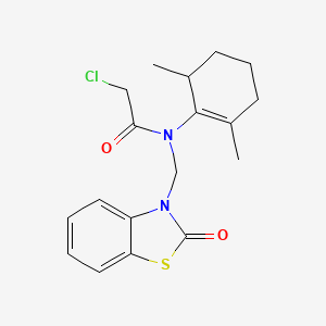 molecular formula C18H21ClN2O2S B13762090 Acetamide, 2-chloro-N-(2,6-dimethyl-1-cyclohexen-1-yl)-N-((2-oxo-3(2H)-benzothiazolyl)methyl)- CAS No. 78179-98-3
