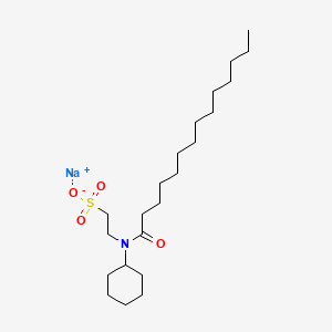 molecular formula C22H42NNaO4S B13762101 Ethanesulfonic acid, 2-(cyclohexyl(1-oxotetradecyl)amino)-, sodium salt CAS No. 63217-16-3