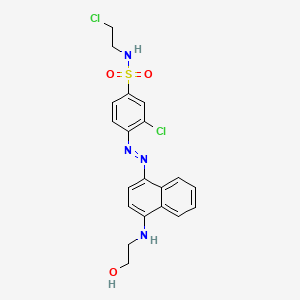 molecular formula C20H20Cl2N4O3S B13762151 Benzenesulfonamide, 3-chloro-N-(2-chloroethyl)-4-[[4-[(2-hydroxyethyl)amino]-1-naphthalenyl]azo]- CAS No. 70865-33-7