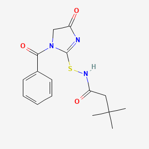 molecular formula C16H19N3O3S B13762158 N-[(3-benzoyl-5-oxo-4H-imidazol-2-yl)sulfanyl]-3,3-dimethylbutanamide CAS No. 69766-43-4