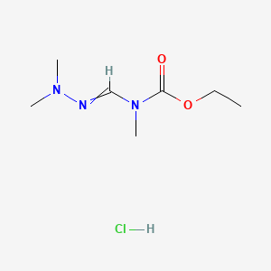 molecular formula C7H16ClN3O2 B13762173 Carbamic acid, (aminoiminomethyl)methyl-, dimethyl deriv., ethyl ester, monohydrochloride CAS No. 65206-90-8