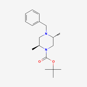 molecular formula C18H28N2O2 B1376222 (2S,5R)-4-Benzyl-2,5-dimethyl-piperazine-1-carboxylic acid tert-butyl ester CAS No. 198895-99-7