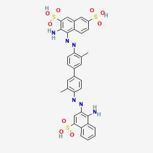 molecular formula C34H28N6O9S3 B13762244 Brilliant Purpurin R CAS No. 5413-69-4