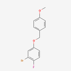 molecular formula C14H12BrFO2 B1376228 2-Bromo-1-fluoro-4-((4-methoxybenzyl)oxy)benzene CAS No. 956034-21-2