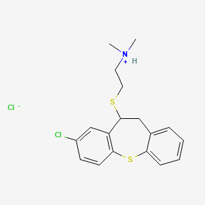 molecular formula C18H21Cl2NS2 B13762296 Ethanamine, 2-((8-chloro-10,11-dihydrodibenzo(b,f)thiepin-10-yl)thio)-N,N-dimethyl-, hydrochloride CAS No. 69195-80-8