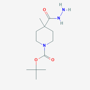 molecular formula C12H23N3O3 B1376257 Tert-butyl 4-(hydrazinecarbonyl)-4-methylpiperidine-1-carboxylate CAS No. 1004527-74-5