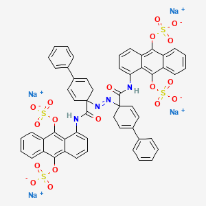 molecular formula C54H36N4O18S4.4Na<br>C54H36N4Na4O18S4 B13762713 (1,1'-Biphenyl)-4-carboxamide, 4',4'''-azobis(N-(9,10-bis(sulfooxy)-1-anthracenyl)-, tetrasodium salt CAS No. 71720-85-9
