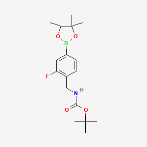 molecular formula C18H27BFNO4 B1376295 4-(n-Boc-aminomethyl)-3-fluorobenzeneboronic acid pinacol ester CAS No. 1351501-44-4