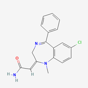molecular formula C18H16ClN3O B13762998 2-(7-Chloro-1,3-dihydro-1-methyl-5-phenyl-2H-1,4-benzodiazepin-2-ylidene)acetamide CAS No. 71125-18-3