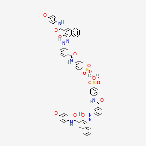 molecular formula C62H46CaN8O14S2 B13763200 Calcium bis(4-((3-((2-hydroxy-3-(((4-methoxyphenyl)amino)carbonyl)-1-naphthyl)azo)benzoyl)amino)benzenesulphonate) CAS No. 69898-39-1