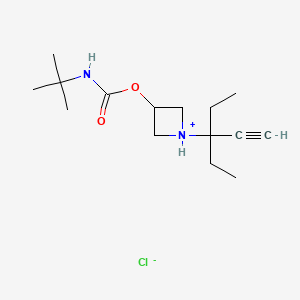 molecular formula C15H27ClN2O2 B13763215 [1-(3-ethylpent-1-yn-3-yl)azetidin-1-ium-3-yl] N-tert-butylcarbamate;chloride CAS No. 60752-84-3
