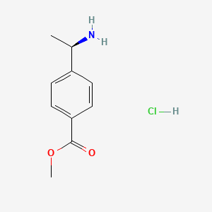 molecular formula C10H14ClNO2 B1376325 (R)-4-(1-Amino-ethyl)-benzoic acid methyl ester hydrochloride CAS No. 1097196-96-7