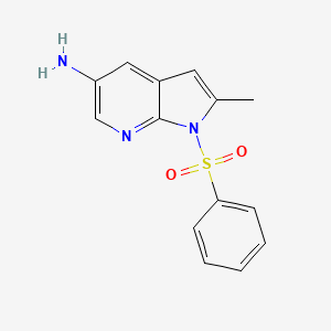 molecular formula C14H13N3O2S B1376328 1-(benzenesulfonyl)-2-methyl-1H-pyrrolo[2,3-b]pyridin-5-amine CAS No. 1186502-59-9