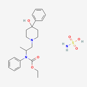 molecular formula C23H33N3O6S B13763309 Carbanilic acid, N-(2-(4-hydroxy-4-phenylpiperidino)-1-methyl)ethyl-, ethyl ester, sulfamate CAS No. 57-49-8