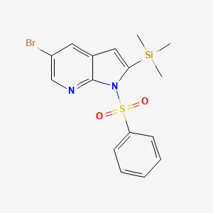 B1376343 5-Bromo-1-(phenylsulfonyl)-2-(trimethylsilyl)-1H-pyrrolo[2,3-b]pyridine CAS No. 1305324-90-6