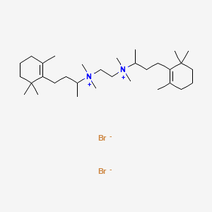 molecular formula C32H62Br2N2 B13763446 Ammonium, ethylenebis(1-methyl-3-(2,6,6-trimethyl-1-cyclohexen-1-yl)propyl)bis(dimethyl-, dibromide, hydrate CAS No. 72017-50-6