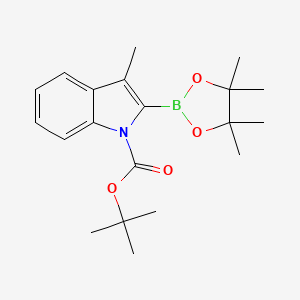 molecular formula C20H28BNO4 B1376363 tert-butyl 3-methyl-2-(4,4,5,5-tetramethyl-1,3,2-dioxaborolan-2-yl)-1H-indole-1-carboxylate CAS No. 869852-13-1