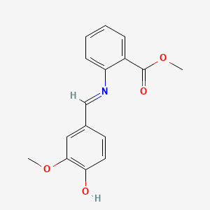 molecular formula C16H15NO4 B13763649 Methyl 2-[[(4-hydroxy-3-methoxyphenyl)methylene]amino]benzoate CAS No. 72927-84-5