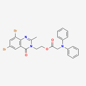 molecular formula C25H21Br2N3O3 B13763659 Glycine, N,N-diphenyl-, 2-(6,8-dibromo-2-methyl-4-oxo-3(4H)-quinazolinyl)ethyl ester CAS No. 110009-10-4