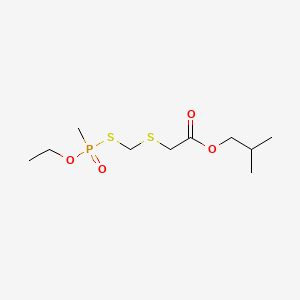 molecular formula C10H21O4PS2 B13763677 Acetic acid, 2-(mercaptomethylthio)-, isobutyl ester, S-ester with O-ethyl methylphosphonothioate CAS No. 74789-26-7