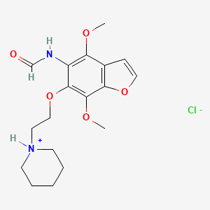 molecular formula C18H25ClN2O5 B13763697 Formamide, N-(4,7-dimethoxy-6-(2-piperidinoethoxy)-5-benzofuranyl)-, hydrochloride CAS No. 75883-42-0