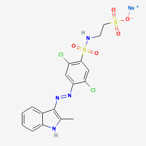 molecular formula C17H15Cl2N4NaO5S2 B13763792 Sodium 2-[[[2,5-dichloro-4-[(2-methyl-1H-indol-3-yl)azo]phenyl]sulphonyl]amino]ethanesulphonate CAS No. 68959-19-3