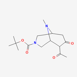 molecular formula C15H24N2O4 B13763816 Tert-butyl 6-acetyl-9-methyl-7-oxo-3,9-diazabicyclo[3.3.1]nonane-3-carboxylate CAS No. 625434-90-4