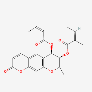 molecular formula C24H26O7 B13763817 [(3S,4R)-2,2-dimethyl-4-(3-methylbut-2-enoyloxy)-8-oxo-3,4-dihydropyrano[3,2-g]chromen-3-yl] (Z)-2-methylbut-2-enoate CAS No. 51059-45-1