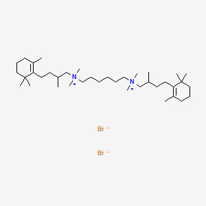 molecular formula C38H74Br2N2 B13763921 Ammonium, hexamethylenebis(2-methyl-4-(2,6,6-trimethyl-1-cyclohexen-1-yl)butyl)bis(dimethyl-, dibromide, dihydrate CAS No. 66967-73-5