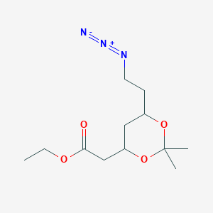 molecular formula C12H21N3O4 B13763930 Ethyl 2-[6-(2-azidoethyl)-2,2-dimethyl-1,3-dioxan-4-yl]acetate 