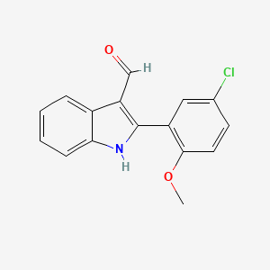 molecular formula C16H12ClNO2 B13763944 2-(5-chloro-2-methoxyphenyl)-1H-indole-3-carbaldehyde CAS No. 590391-02-9