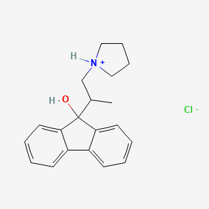 molecular formula C20H24ClNO B13763976 9-(1-(Pyrrolidinyl)-2-propyl)-9-fluorenol hydrochloride CAS No. 78128-77-5