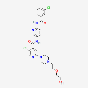 molecular formula C26H28Cl2N6O4 B13764009 5-chloro-N-[6-[(3-chlorobenzoyl)amino]-3-pyridinyl]-2-[4-[2-(2-hydroxyethoxy)ethyl]-1-piperazinyl]-4-Pyridinecarboxamide 