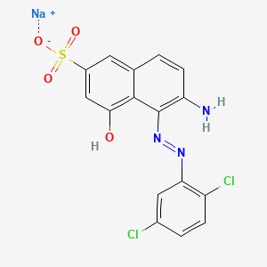molecular formula C16H10Cl2N3NaO4S B13764066 2-Naphthalenesulfonic acid, 6-amino-5-[(2,5-dichlorophenyl)azo]-4-hydroxy-, monosodium salt CAS No. 67786-24-7