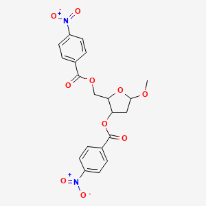 molecular formula C20H18N2O10 B13764104 Methyl 2-deoxy-3,5-bis-O-(4-nitrobenzoyl)pentofuranoside CAS No. 51785-71-8