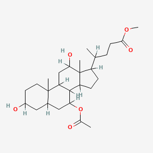 molecular formula C27H44O6 B13764139 methyl 4-(7-acetyloxy-3,12-dihydroxy-10,13-dimethyl-2,3,4,5,6,7,8,9,11,12,14,15,16,17-tetradecahydro-1H-cyclopenta[a]phenanthren-17-yl)pentanoate CAS No. 7432-44-2