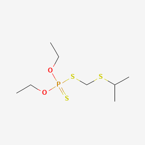 molecular formula C8H19O2PS3 B13764181 Phosphorodithioic acid, O,O-diethyl S-[[(1-methylethyl)thio]methyl] ester CAS No. 78-52-4