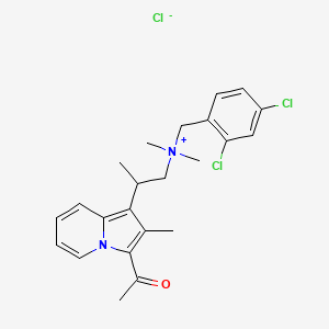 molecular formula C23H27Cl3N2O B13764240 Ammonium, (2,4-dichlorobenzyl)dimethyl(2-(3-acetyl-2-methyl-1-indolizinyl)-2-methylethyl)-, chloride CAS No. 66902-88-3