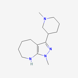 molecular formula C14H24N4 B13764342 Pyrazolo[3,4-b]azepine,1,4,5,6,7,8-hexahydro-1-methyl-3-(1-methyl-3-piperidinyl)-(9ci) 