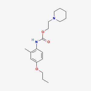 molecular formula C18H28N2O3 B13764404 Carbanilic acid, 2-methyl-4-propoxy-, 2-piperidinoethyl ester CAS No. 63986-44-7
