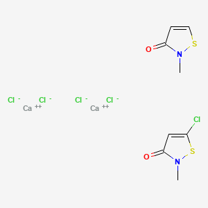 molecular formula C8H9Ca2Cl5N2O2S2 B13764428 Calcium, dichloro(5-chloro-2-methyl-3(2H)-isothiazolone-O)-, mixt. with dichloro(2-methyl-3(2H)-isothiazolone-O)calcium CAS No. 50815-77-5