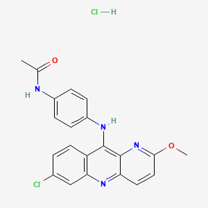 molecular formula C21H18Cl2N4O2 B13764570 N-[4-[(7-chloro-2-methoxybenzo[b][1,5]naphthyridin-10-yl)amino]phenyl]acetamide;hydrochloride CAS No. 66748-27-4