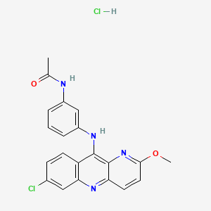 molecular formula C21H18Cl2N4O2 B13764593 N-(3-((7-Chloro-2-methoxybenzo(b)-1,5-naphthyridin-10-yl)amino)phenyl)acetamide monohydrochloride CAS No. 66748-28-5