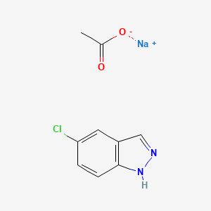 molecular formula C9H8ClN2NaO2 B13764623 sodium;5-chloro-1H-indazole;acetate 