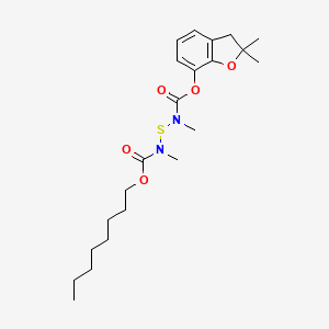 molecular formula C22H34N2O5S B13764633 Benzofuran, 2,3-dihydro-2,2-dimethyl-7-(N-(N-methyl-N-octyloxycarbonylaminothio)-N-methylcarbamoyloxy)- CAS No. 65907-33-7