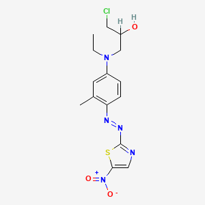 molecular formula C15H18ClN5O3S B13764795 1-Chloro-3-(ethyl(3-methyl-4-((5-nitrothiazol-2-yl)azo)phenyl)amino)propan-2-ol CAS No. 70865-21-3