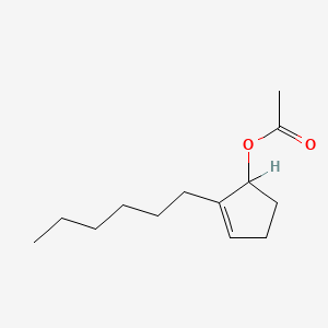 molecular formula C13H22O2 B13764901 2-Hexylcyclopent-2-enyl acetate CAS No. 56277-00-0