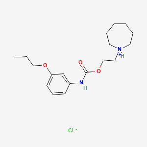 molecular formula C18H29ClN2O3 B13764945 Carbanilic acid, m-propoxy-, 2-(hexahydro-1H-azepin-1-yl)ethyl ester, hydrochloride CAS No. 60558-06-7