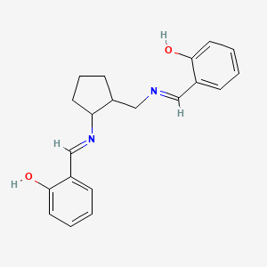 molecular formula C20H22N2O2 B13764998 Phenol, 2-[[[[2-[[(2-hydroxyphenyl)methylene]amino]cyclopentyl]methyl]imino]methyl]- CAS No. 65087-12-9